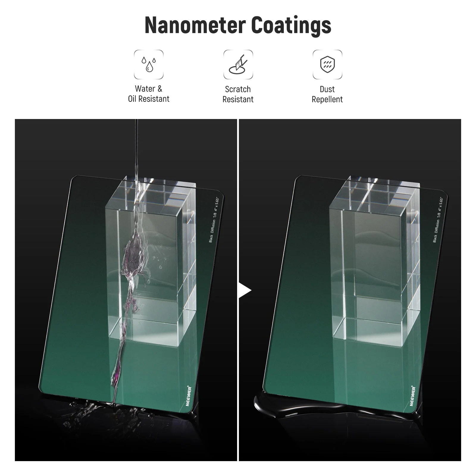 NEEWER 1/8 Black Diffusion Mist Dreamy Effect 4"x5.65" Square Filter - Image 6