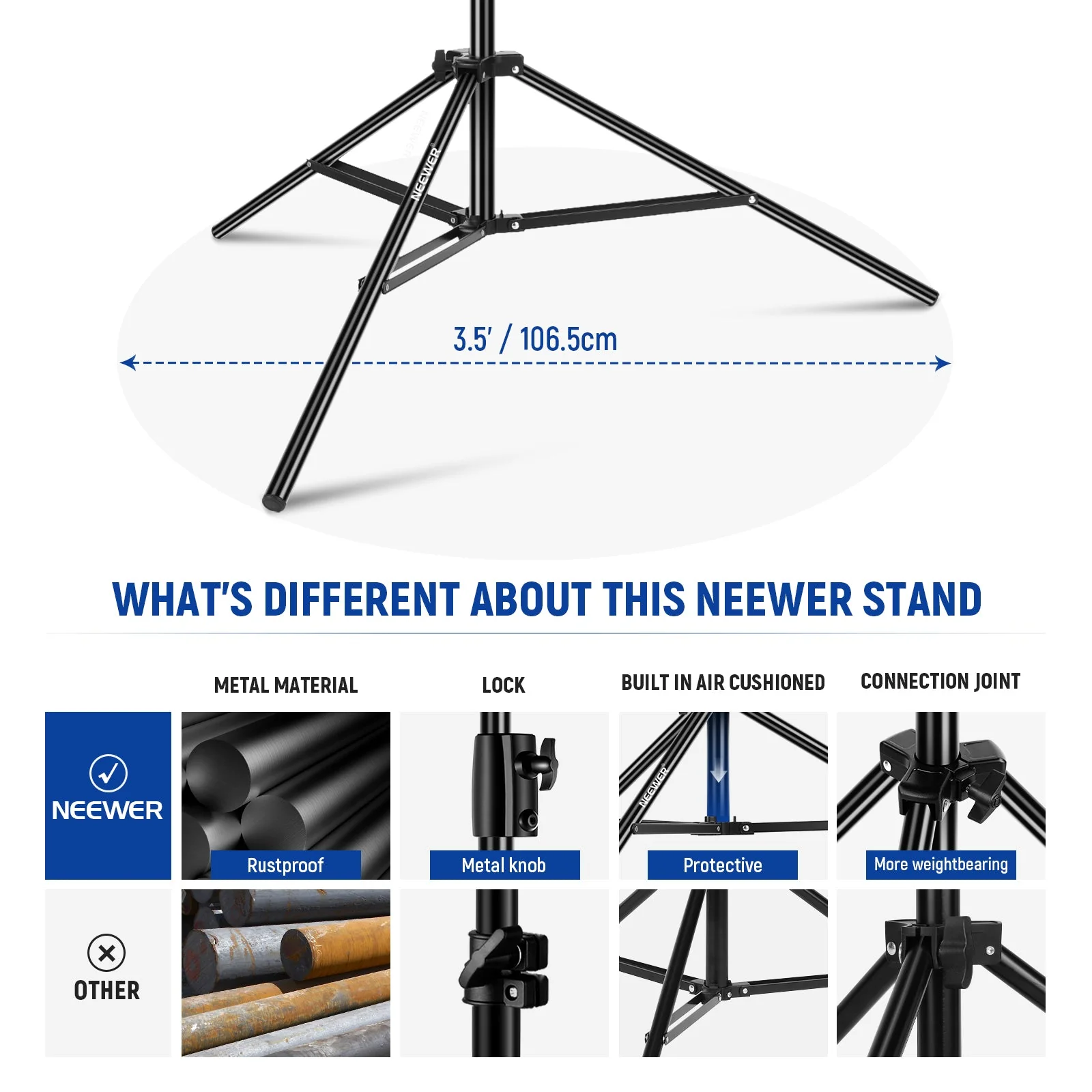NEEWER 13ft/400cm Air Cushioned Light Stand - Image 7