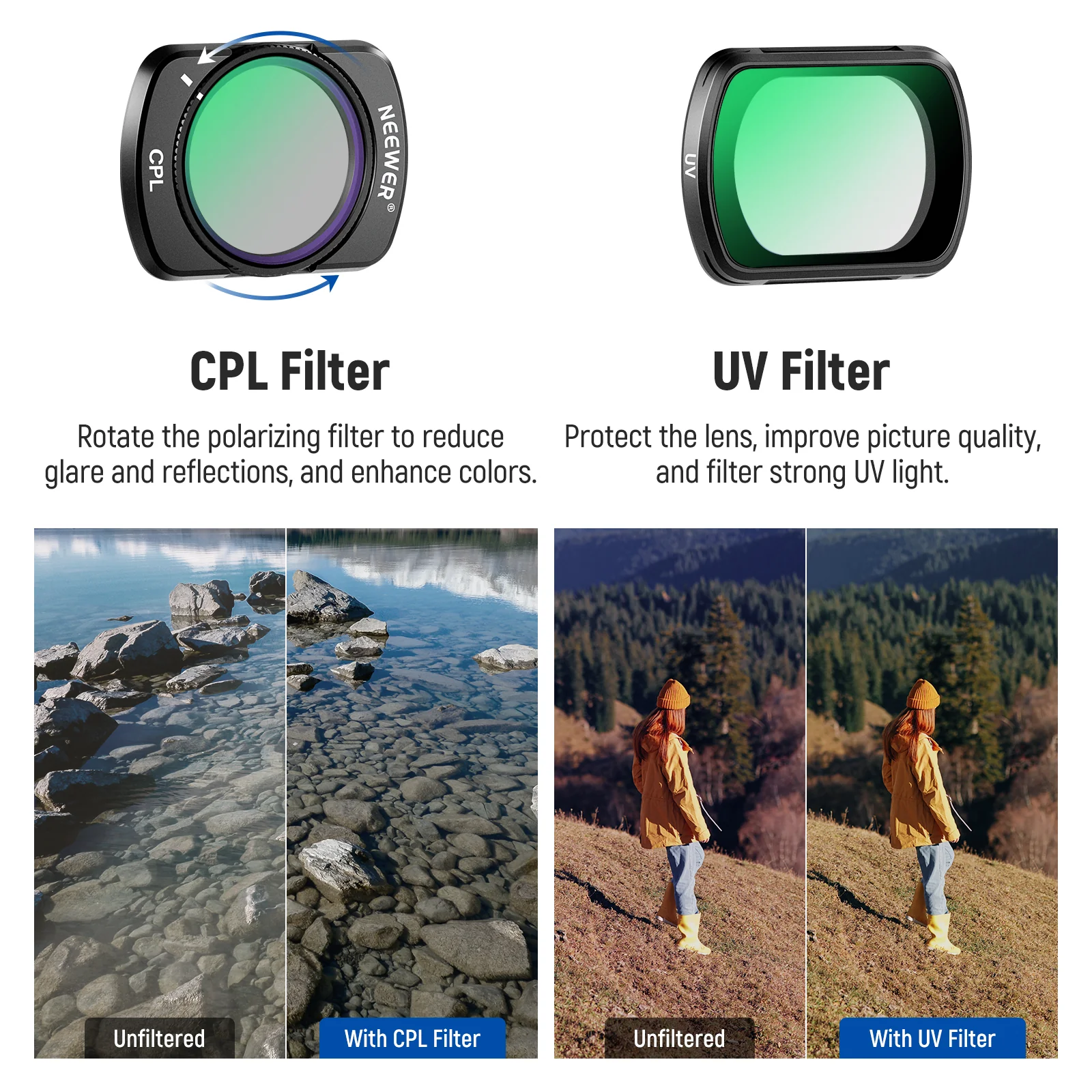NEEWER 6 Pack Magnetic ND UV CPL Filters Set for DJI Pocket 3 / Pocket 4 - Image 12
