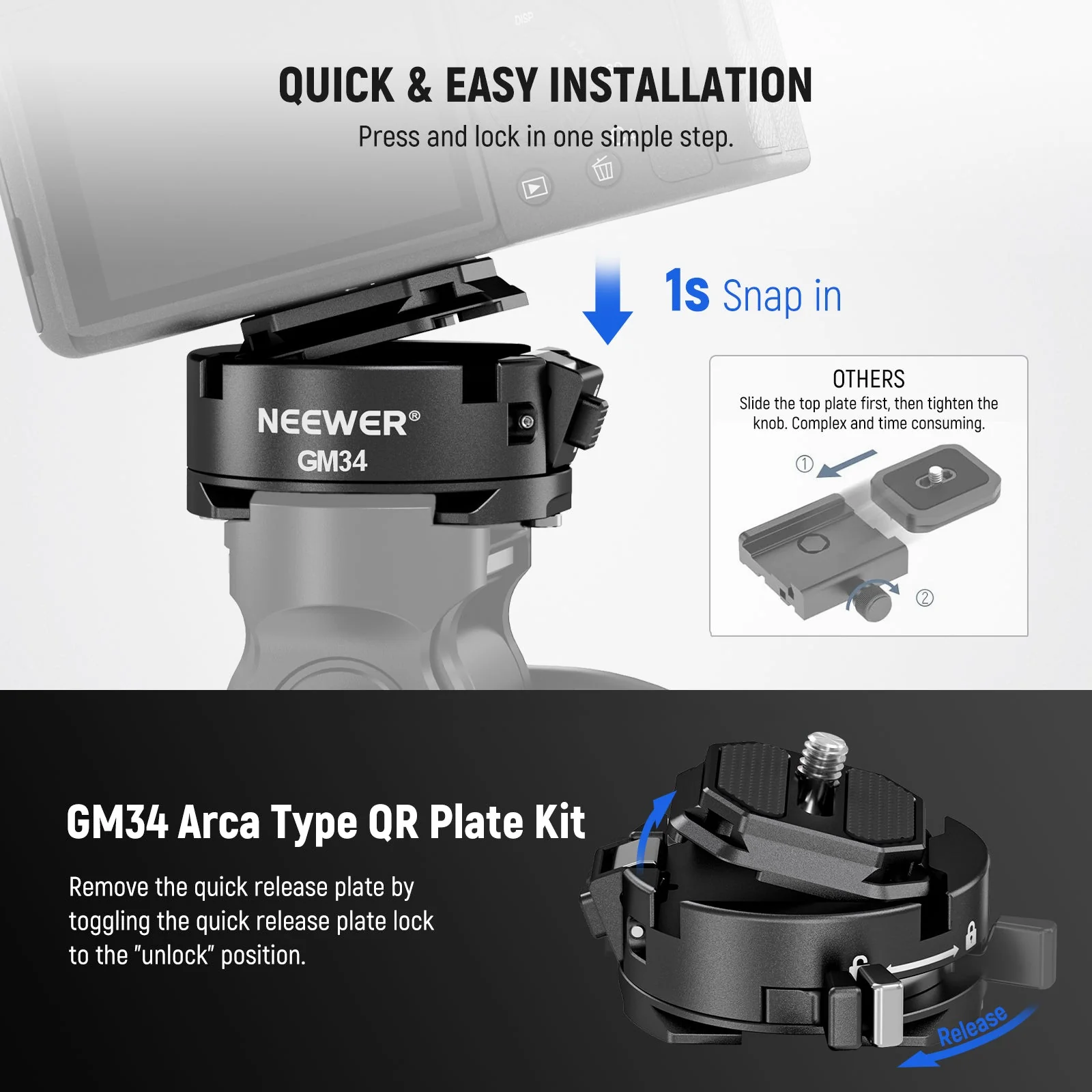 NEEWER GM34 Camera Quick Release Plate Kit - Image 5