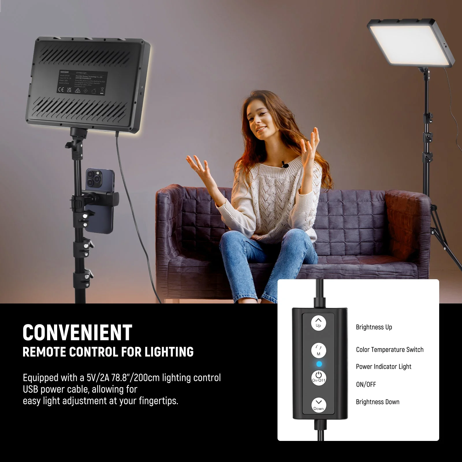 NEEWER BASICS BP300 Bi-Color LED Video Light - Image 4