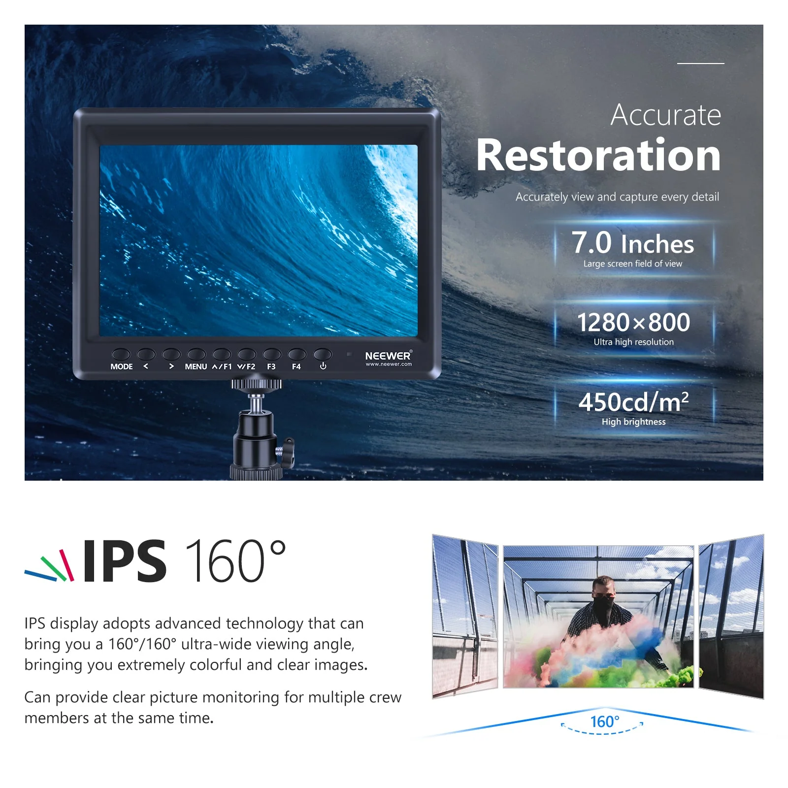 NEEWER F100 7 Inch HD Camera Field Monitor - Image 3