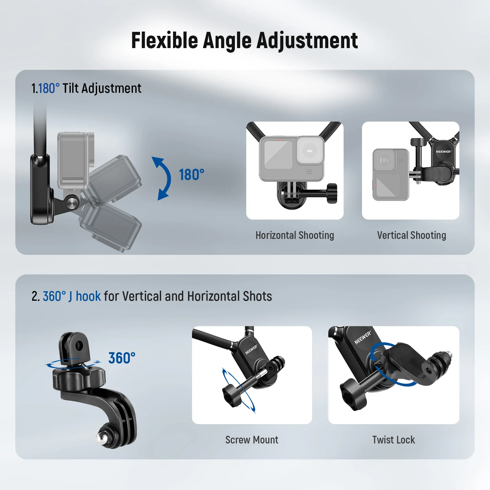 NEEWER GP15 Magnetic Quick Release Flexible Action Neck Mount for POV - Image 3