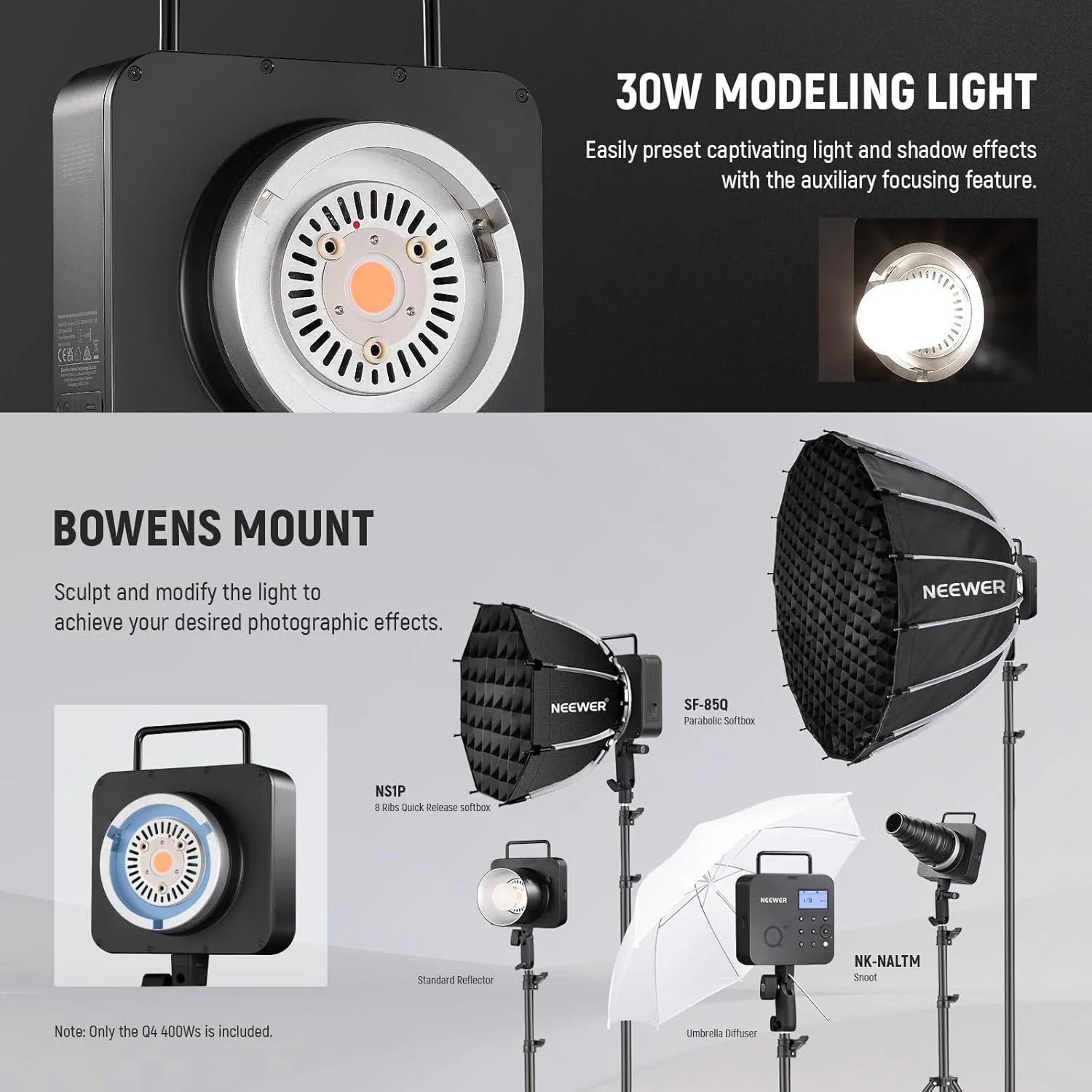 NEEWER Q4 400Ws GN72 2.4G HSS TTL Outdoor Studio Flash - Image 26