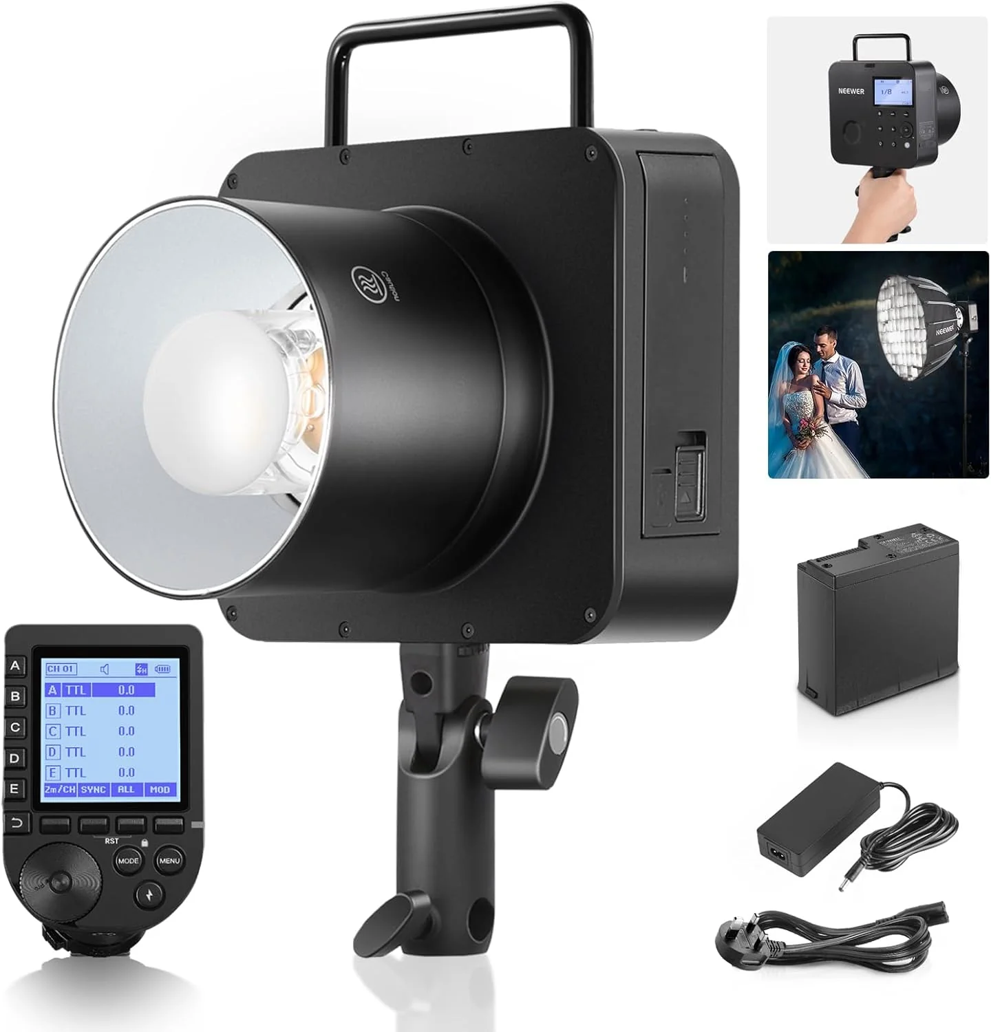 NEEWER Q4 400Ws GN72 2.4G HSS TTL Outdoor Studio Flash - Image 28
