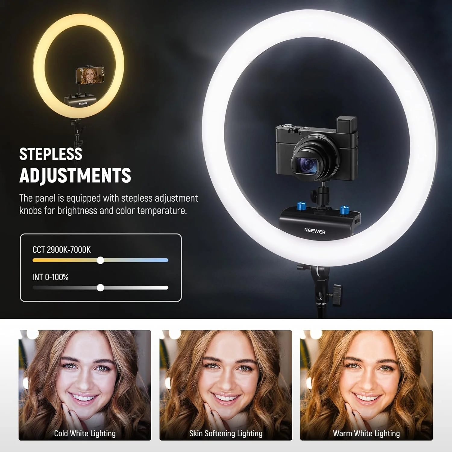 NEEWER RP18B Pro 18“ 45W Ultra Thin Ring Light Kit with Stand - Image 4