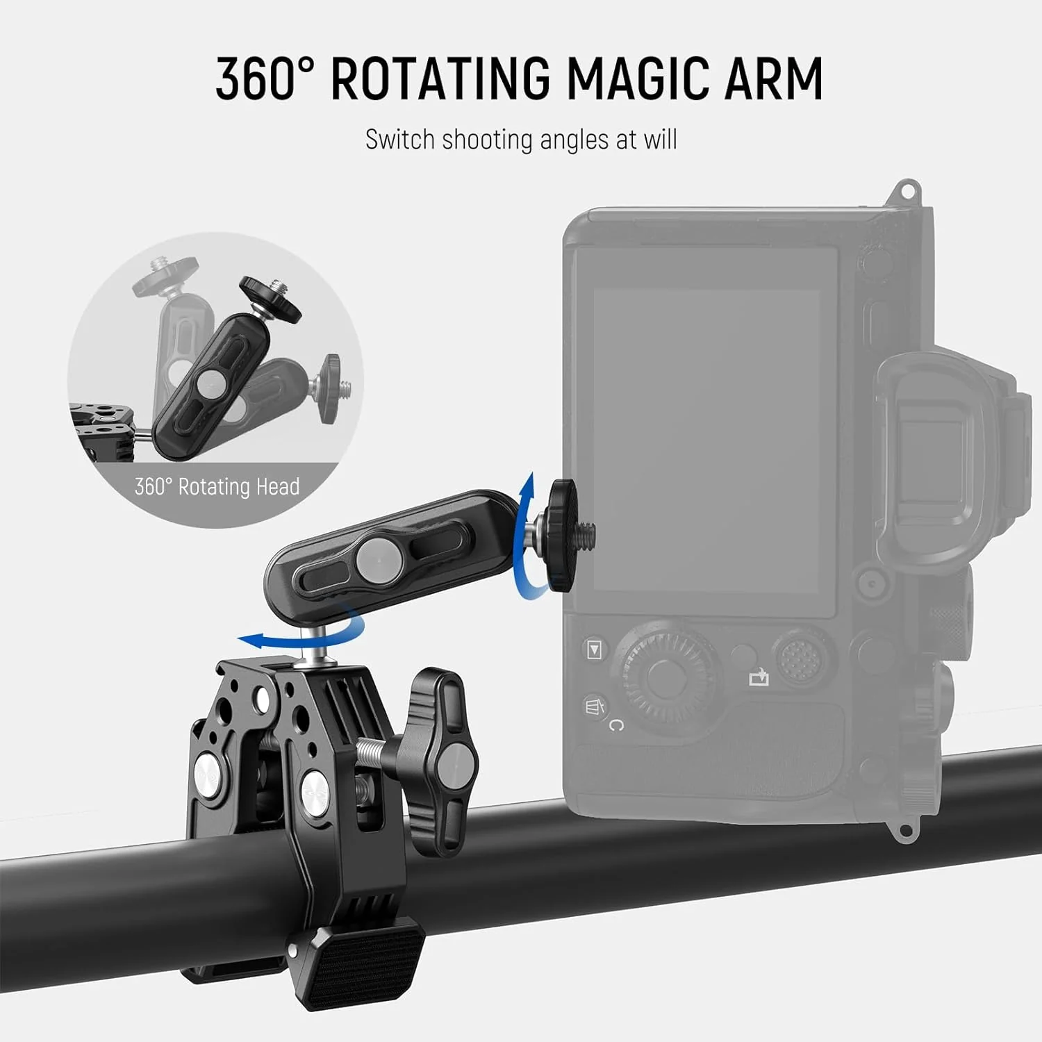 NEEWER ST83 Super Clamp with 3" Dual Ballhead Magic Arm - Image 4
