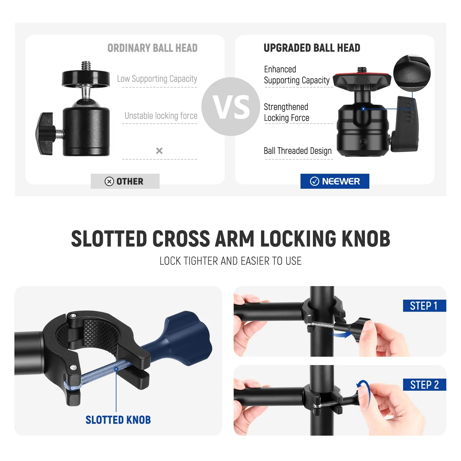 NEEWER TL253A+MH022 Upgraded Tabletop Camera Mount Stand - Image 9